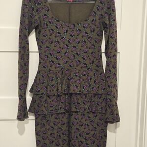 Rare Vintage Betsey Johnson Peplum Dress with Bell Sleeves